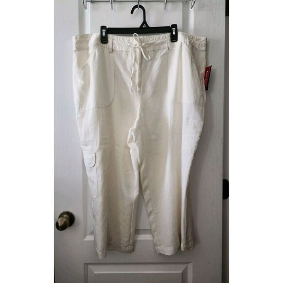 Rafaella Studio Womens Capri Pants Cream Lightweight Pockets Cargo Plus Size 20W - Picture 1 of 10